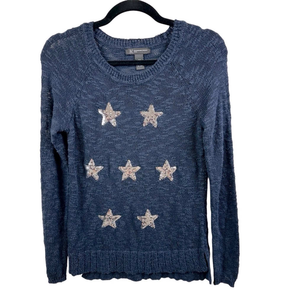 NWT INC International Concepts Sequin Star Americana Crewneck Sweater Women’s SP